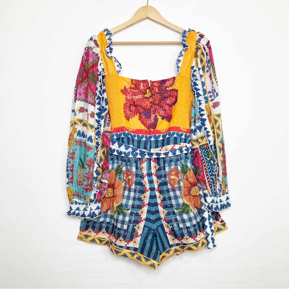 Farm Rio, some vibe floral color block romper - Picture 3 of 15